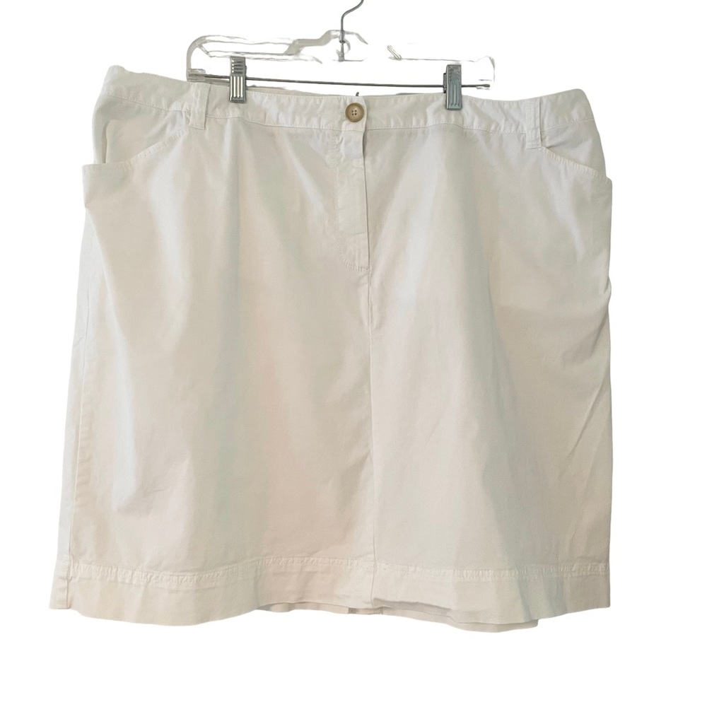 Lands’ End Cotton White Knee Length Skirt Size 24W